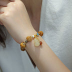 Fortune Jewel Golden Silk Jade Pixiu Wealth Bracelet