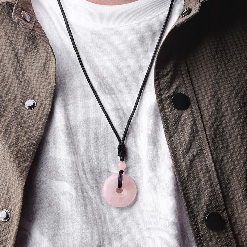 Fortune Jewel Lucky Coin Pendant Healing Crystal Gemstone Necklace
