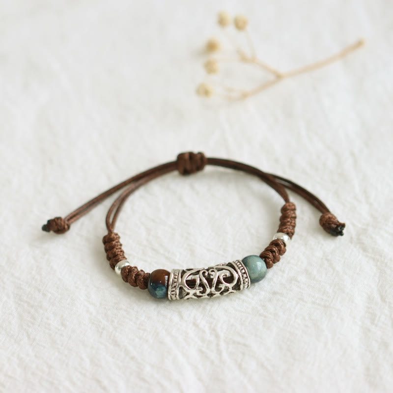 Fortune Jewel Tibet Ceramic Bead Wealth String Bracelet