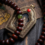 Fortune Jewel Natural Tibet 108 Mala Beads Purple Bodhi Seed Hetian Cyan Jade Copper Dorje Peace Bracelet