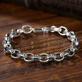 Fortune Jewel 925 Sterling Silver Om Mani Padme Hum Engraved Peace Bracelet Bangle