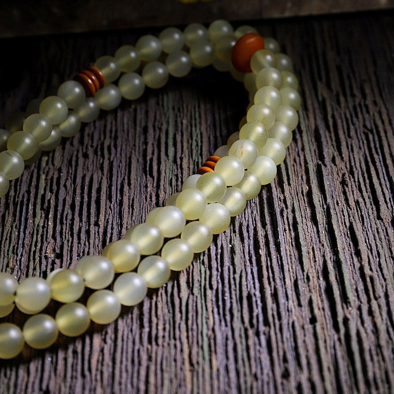 Fortune Jewel 108 Mala Beads Tibet Sheep Horn Amber Luck Bracelet