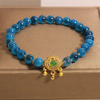Fortune Jewel Blue Candy Agate Chinese Lock Charm Healing Bracelet