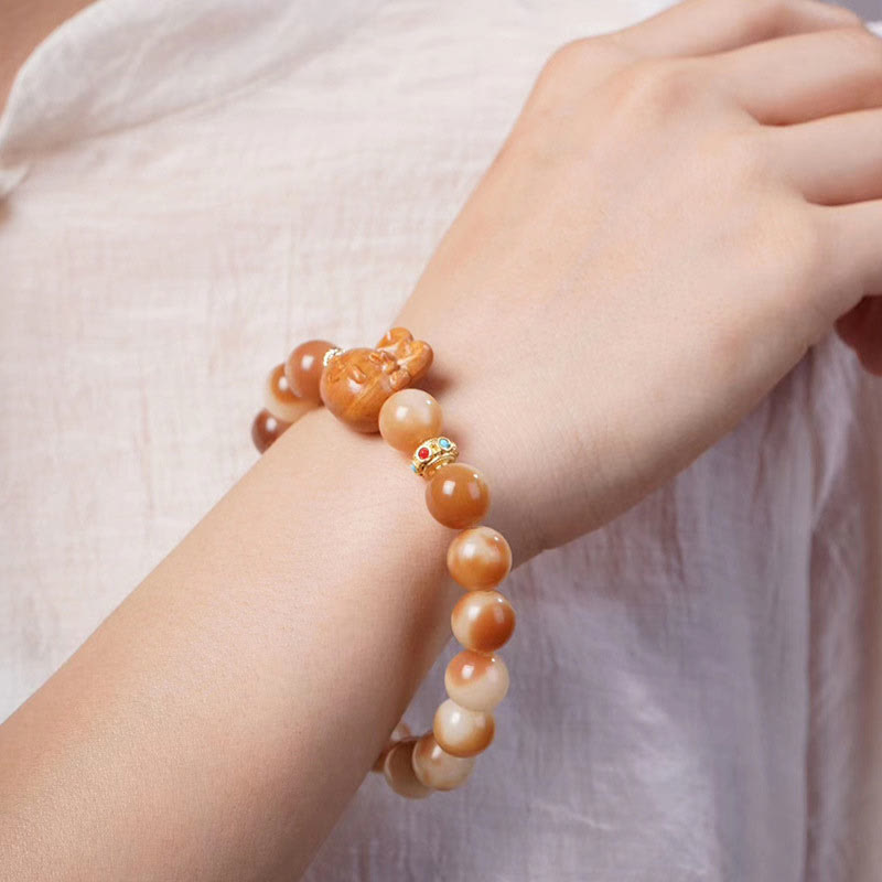 Fortune Jewel Natural Bodhi Seed Lovely Rabbit Peace Bracelet
