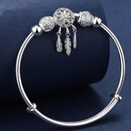 Fortune Jewel Tibetan White Copper Blessing Dream Catcher Charm Bracelet