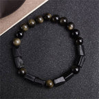 Fortune Jewel Gold Sheen Obsidian Black Tourmaline Wealth Bracelet