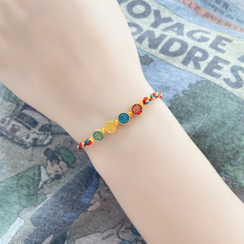 Fortune Jewel Handmade Dunhuang Color Thread Peace And Joy Protection Braid String Bracelet