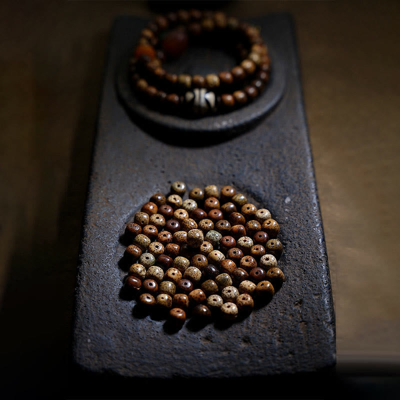 Fortune Jewel Tibetan Bodhi Seed Amber Dzi Bead Agate Zakiram Goddess of Wealth Beads Triple Wrap Bracelet