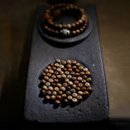 Fortune Jewel Tibetan Bodhi Seed Amber Dzi Bead Agate Zakiram Goddess of Wealth Beads Triple Wrap Bracelet