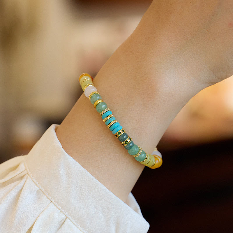 Fortune Jewel Natural Red Agate Jade Rainbow Confidence Bracelet