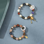 Fortune Jewel Tibetan Incense Ash Liuli Glass Tridacna Stone Sun Stone Om Mani Padme Hum Prayer Wheel Charm Bracelet