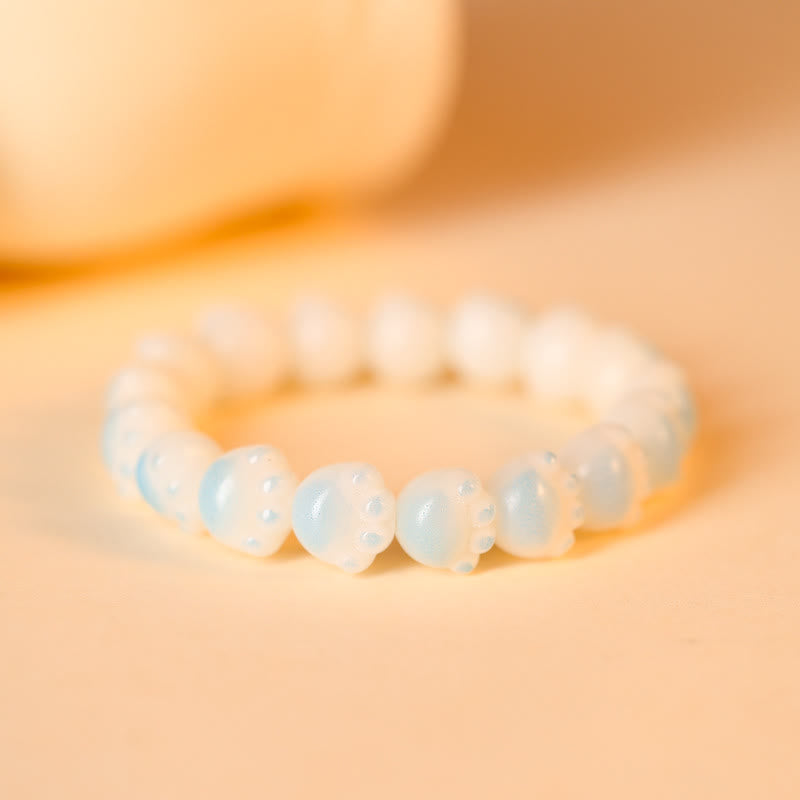 Fortune Jewel Natural Bodhi Seed Lovely Paw Lucky Cat Paw Peace Bracelet