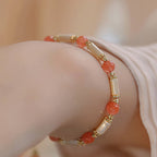 Fortune Jewel Tridacna Stone Red Agate Hetian Jade Blessing Bracelet