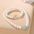 Fortune Jewel 925 Sterling Silver Natural Pearl Jade Healing Necklace Bracelet Earrings With Gift Box