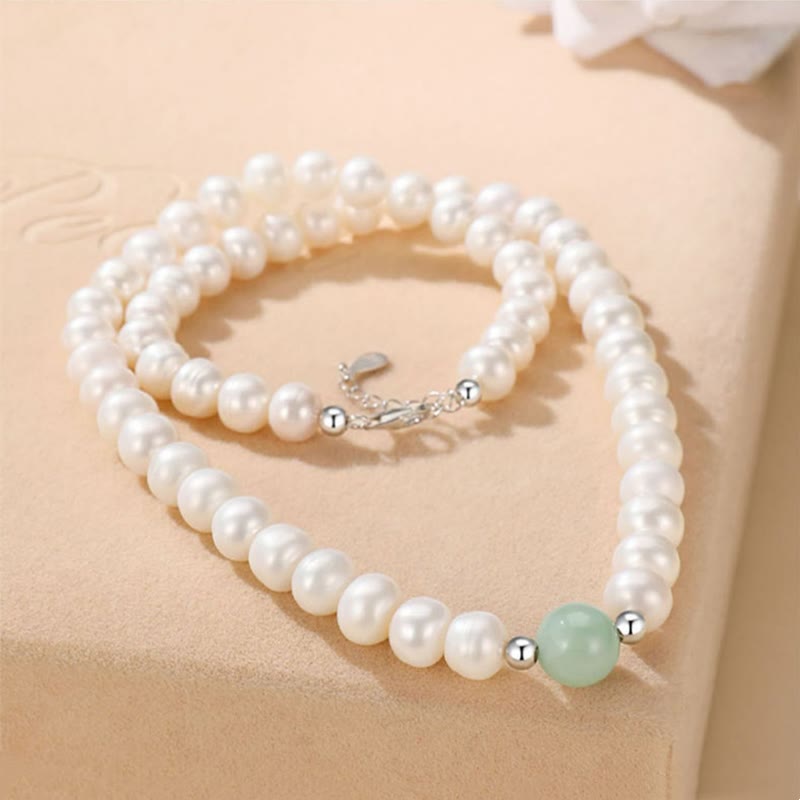 Fortune Jewel 925 Sterling Silver Natural Pearl Jade Healing Necklace Bracelet Earrings With Gift Box