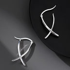 Fortune Jewel Geometric Cross Design Luck Hoop Earrings