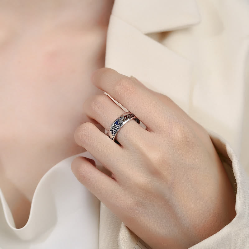 Fortune Jewel Koi Fish Auspicious Cloud Design Luck Wealth Ring