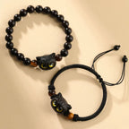 Fortune Jewel Cute Ebony Wood Cat Head Pattern Peace Bracelet