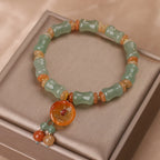 Fortune Jewel Natural Jade Bamboo Flower Pattern Luck Bracelet