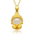 Fortune Jewel White Jade Buddha Success Pendant Necklace