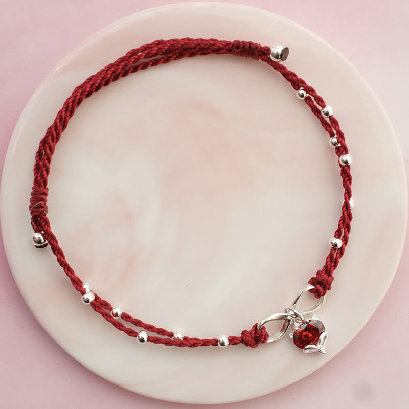 Fortune Jewel Love Heart Infinity Symbol Braided String Anklet