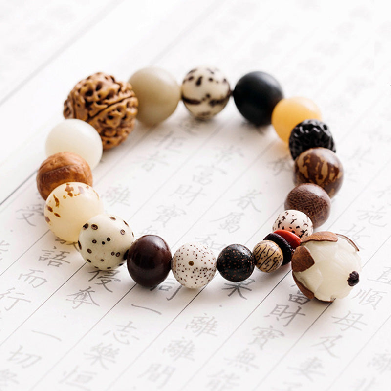 Fortune Jewel Bodhi Seed Lotus Wisdom Peace Wrist Mala Bracelet
