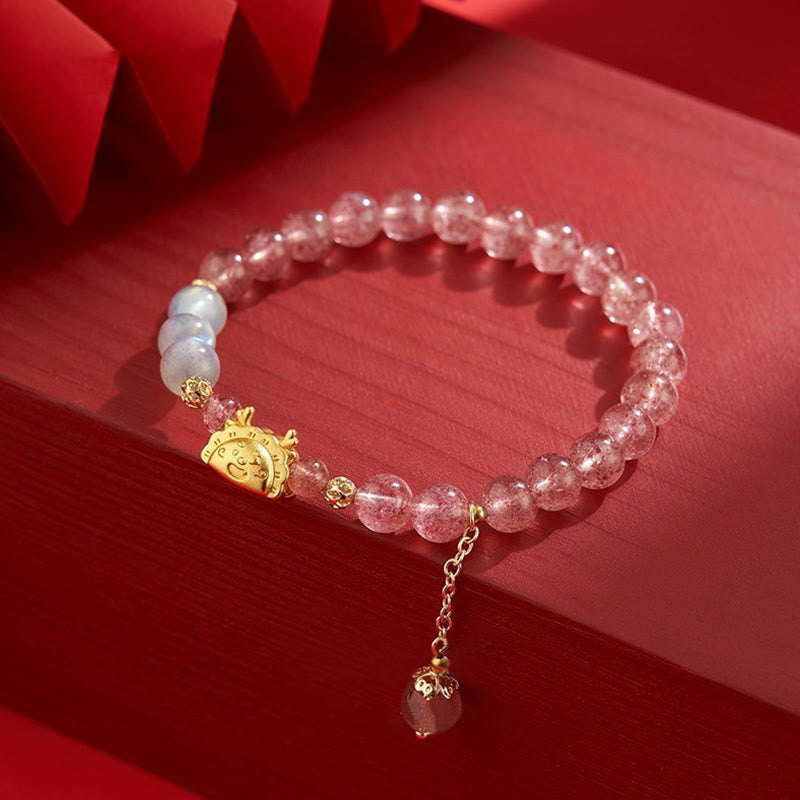 Fortune Jewel Year of the Dragon Dumpling Natural Red Agate Garnet Hetian Jade Fu Character Luck Success Bracelet