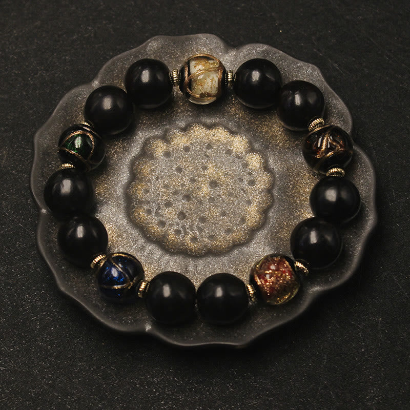 Fortune Jewel Western Soapberry Incense Ash Liuli Glass Bead Wealth Bracelet