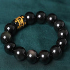 Fortune Jewel Rainbow Obsidian Om Mani Padme Hum Swastika Positive Bracelet