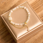 Fortune Jewel Tianshan White Jade Bamboo Pattern Luck Blessing Bracelet