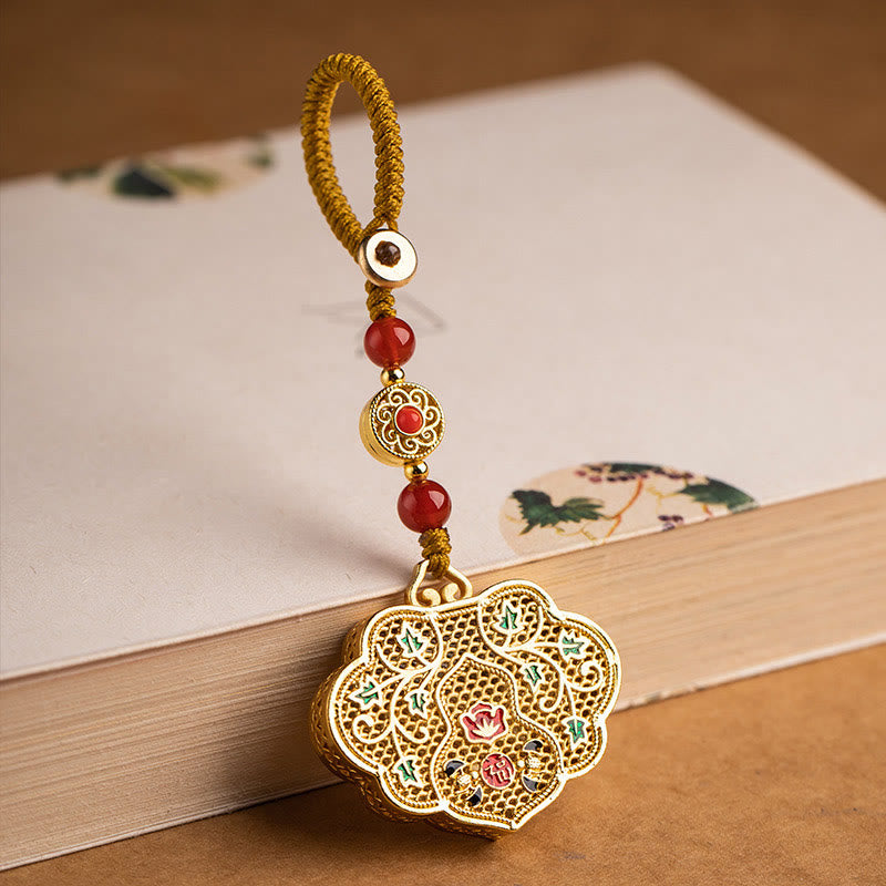 Fortune Jewel Lock of Good Wishes Fu Character Luck Blessing Key Chain