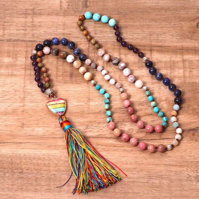 Fortune Jewel Tibetan Turquoise Lazurite Zebra Jasper Balance Necklace