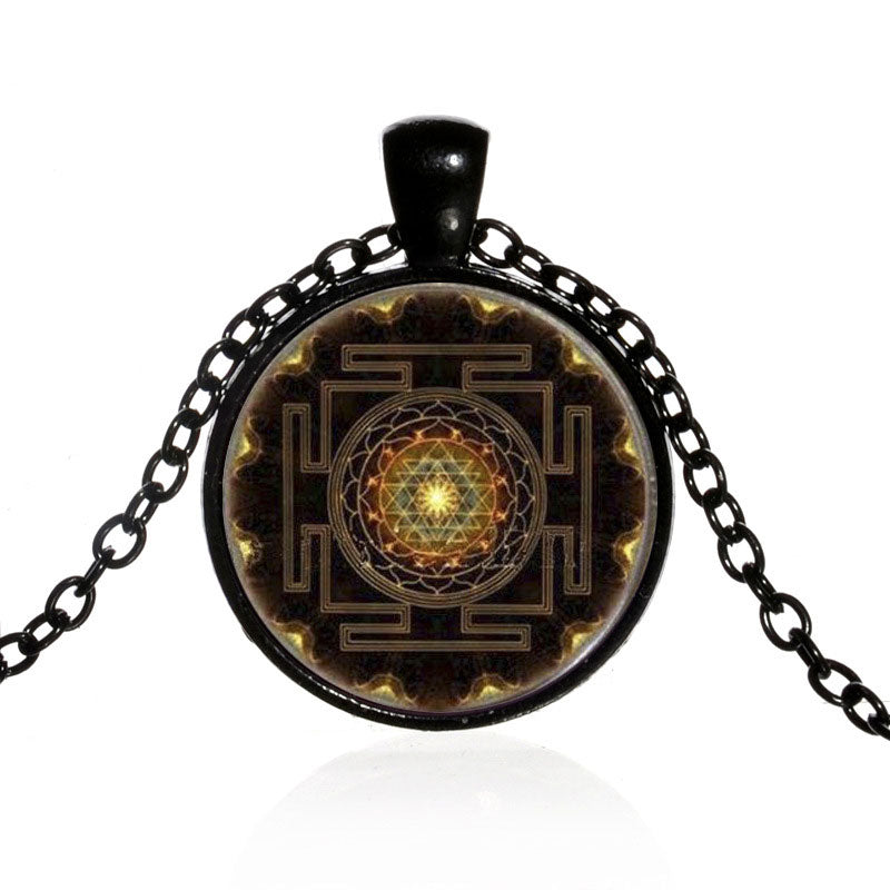 Fortune Jewel Sacred Sri Yantra Time Gemstone Necklace