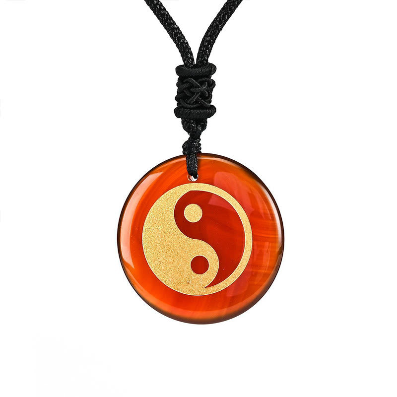 Fortune Jewel Various Crystal Amethyst Tiger Eye Green Aventurine Yin Yang Spiritual Necklace Pendant