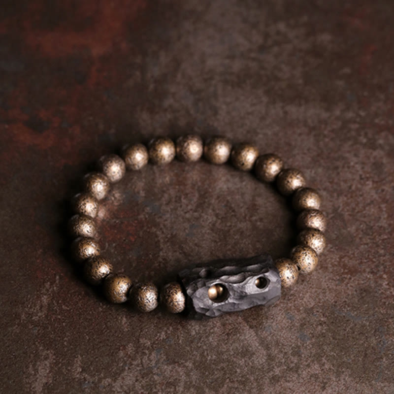 Fortune Jewel Tibet Ebony Wood Copper Peace Balance Beaded Bracelet