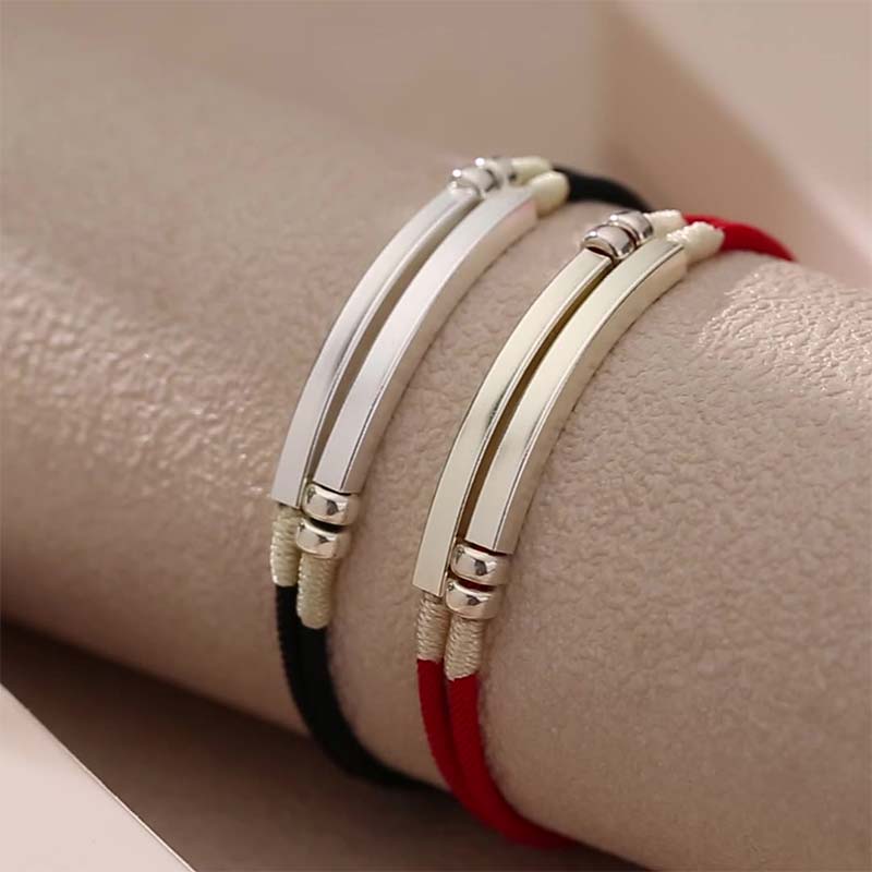Fortune Jewel 925 Sterling Silver Red String Layered Braid Bracelet - Fortune Jewel
