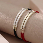 Fortune Jewel 925 Sterling Silver Red String Layered Braid Bracelet - Fortune Jewel