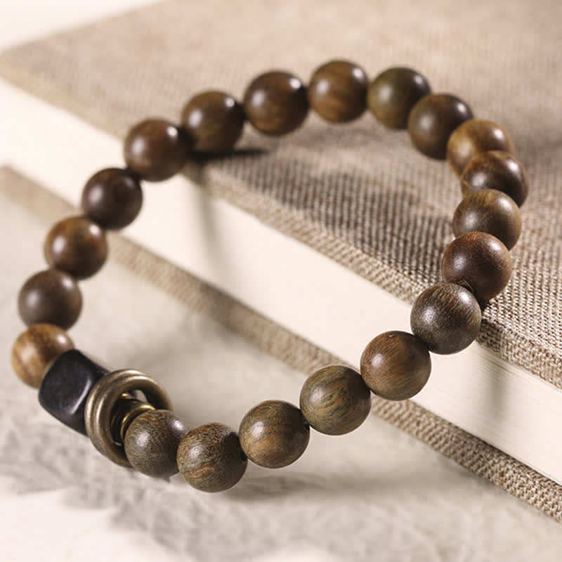 Fortune Jewel Tibetan Green Sandalwood Crystal Soothing Peace Bracelet