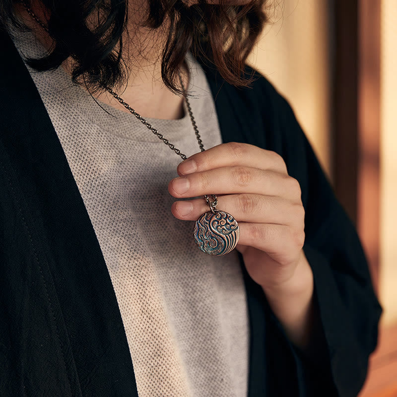 Fortune Jewel 990 Sterling Silver Yin Yang Water and Fire Balance Necklace Pendant Fortune Jewel