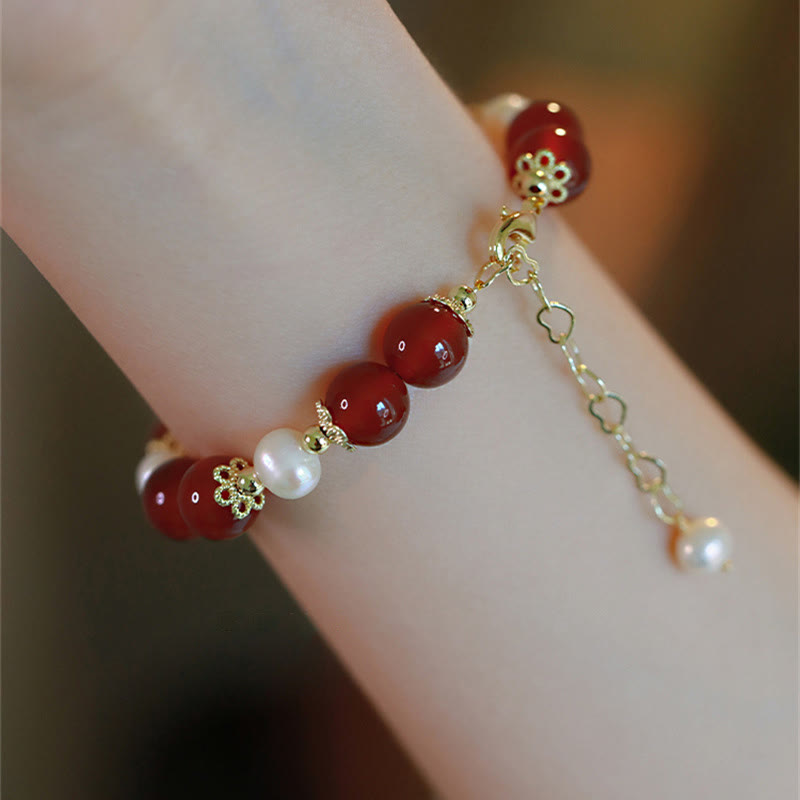 Fortune Jewel Red Agate Pearl Confidence Self-acceptance Bracelet