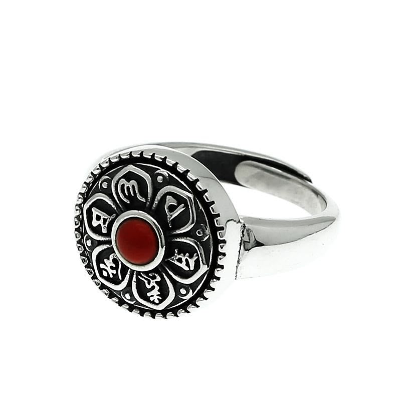 Fortune Jewel Tibetan Om Mani Padme Hum Peace Rotatable Ring