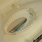 Fortune Jewel 14K Gold Plated Natural Pearl Hetian Cyan Jade White Jade Sincerity Bead Chain Bracelet