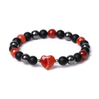 Fortune Jewel Black Onyx Tiger Eye Stone Crystal Love Heart Protection Bracelet