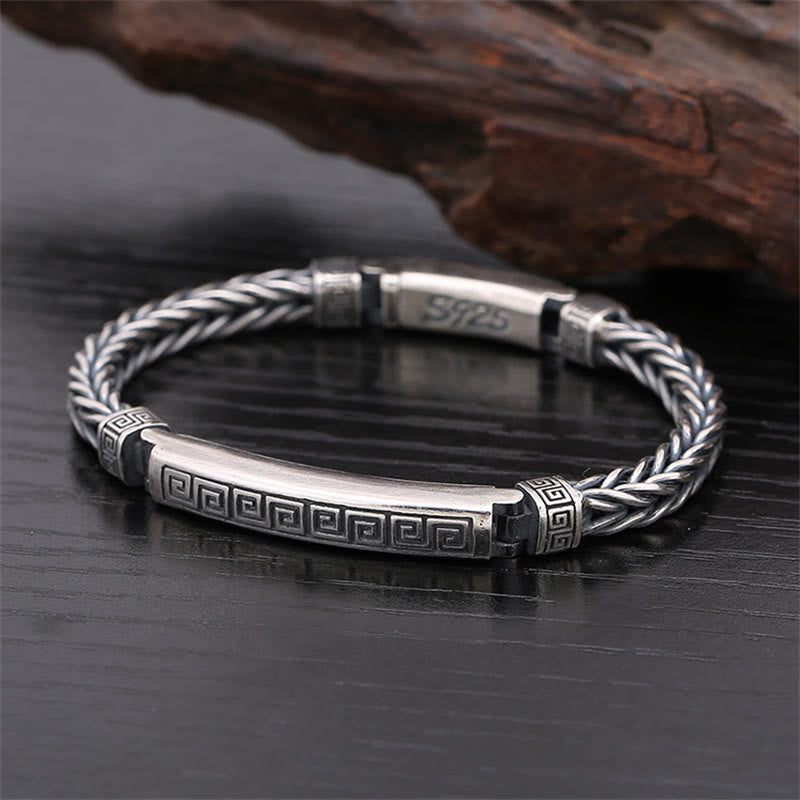 Fortune Jewel Swastika Pattern Engraved Luck Bracelet