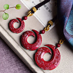 Fortune Jewel One's Luck Improves Design Patern Natural Cinnabar Blessing Necklace Pendant