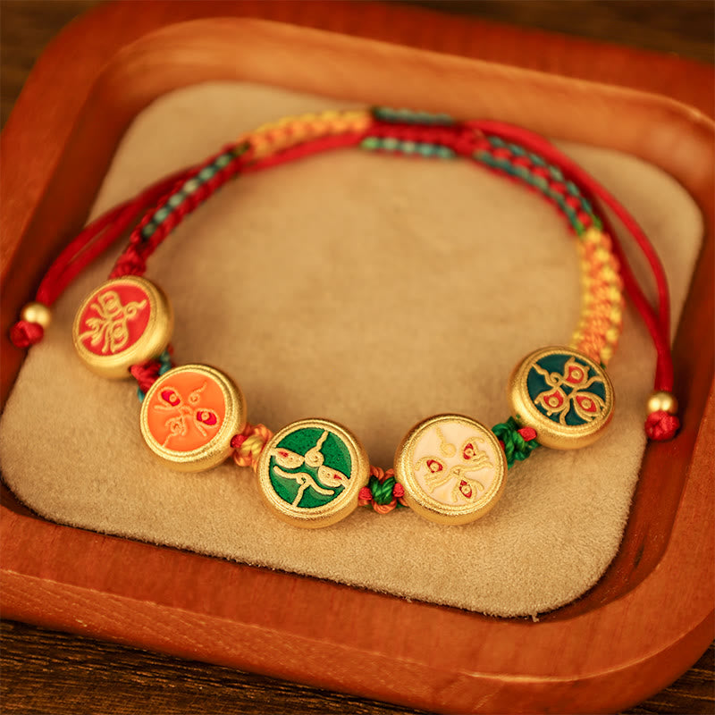 Fortune Jewel Tibetan Five God Of Wealth Colorful Rope Braided Luck Bracelet