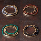 Buddha Stones Tibetan Various Agate Stone Copper Protection Triple Wrap Bracelet