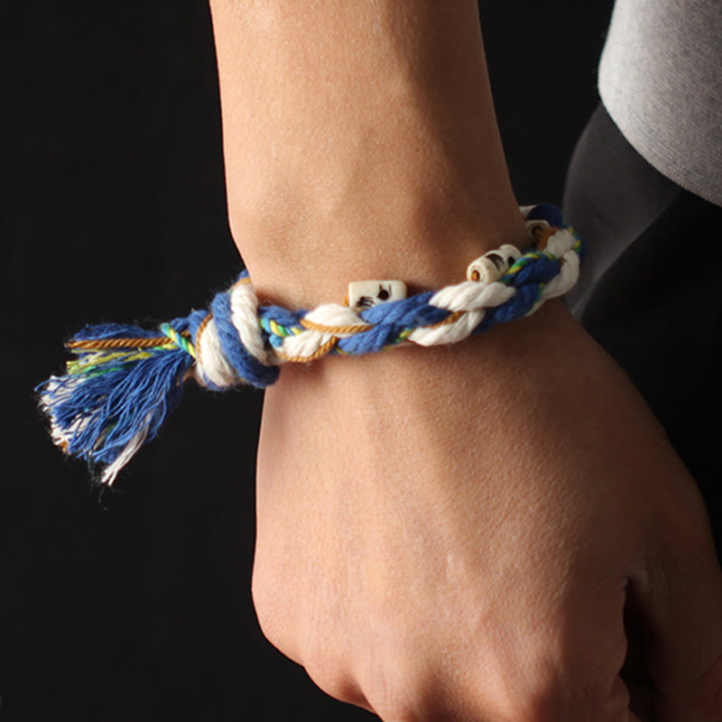 Fortune Jewel Tibetan Zakiram Goddess of Wealth Bead Engraved Handmade Luck Bracelet