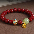 Fortune Jewel Cinnabar Green Aventurine Fortune Protection Charm Bracelet