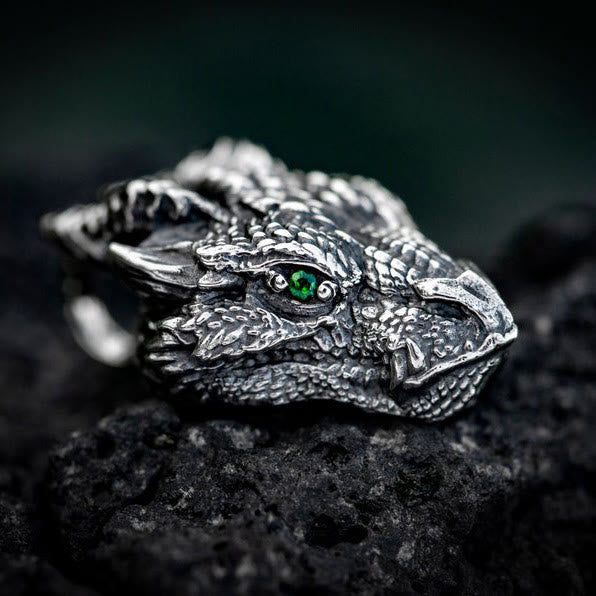 Fortune Jewel Pure Tin Dragon Head Luck Protection Metal Necklace Pendant